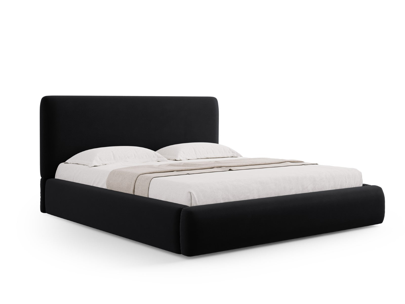 Cosmopolitan Design - Letto a cassettone con testiera "Colonel" 200x200cm in velluto nero 