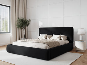 Cosmopolitan Design - Letto a cassettone con testiera "Colonel" 200x200cm in velluto nero 