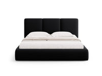 Cosmopolitan Design - Letto a cassettone con testiera "Nicolas" 200x200cm in velluto nero 