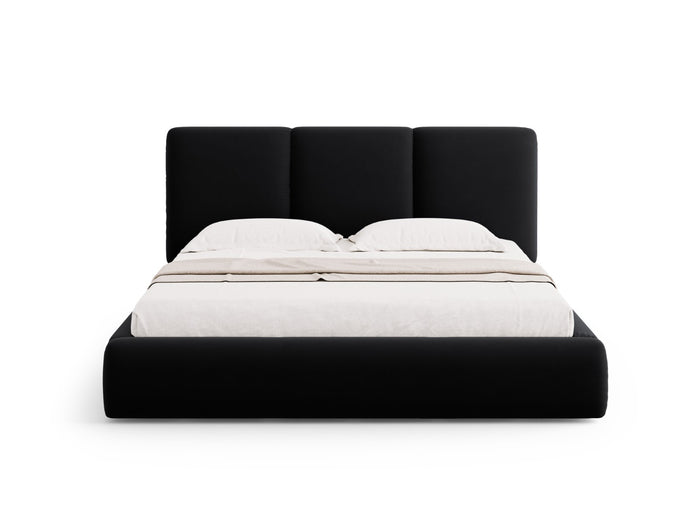 Cosmopolitan Design - Letto a cassettone con testiera "Nicolas" 200x200cm in velluto nero 