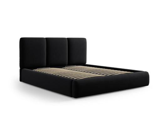 Cosmopolitan Design - Letto a cassettone con testiera "Nicolas" 200x200cm in velluto nero 