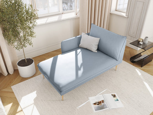 Cosmopolitan Design - Chaise longue sinistra "Vienna" in velluto azzurro 