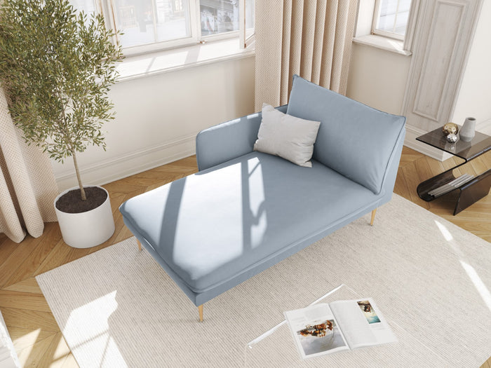 Cosmopolitan Design - Chaise longue sinistra "Vienna" in velluto azzurro 