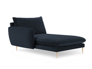 Cosmopolitan Design - Chaise longue sinistra "Vienna" in velluto blu scuro 