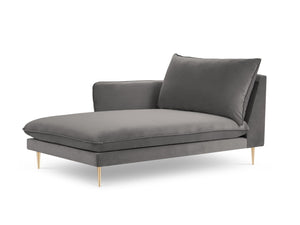 Cosmopolitan Design - Chaise longue sinistra "Vienna" in velluto grigio chiaro 