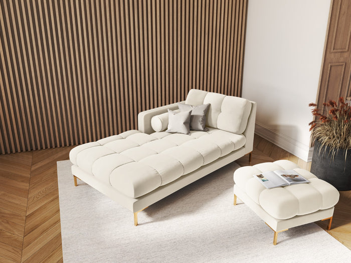 Cosmopolitan Design - Chaise longue sinistra "Bali" in velluto beige chiaro 
