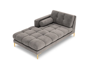 Cosmopolitan Design - Chaise longue sinistra "Bali" in velluto grigio chiaro 