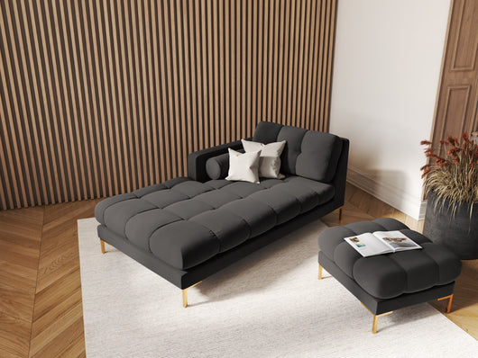 Cosmopolitan Design - Chaise longue sinistra "Bali" in velluto grigio scuro 