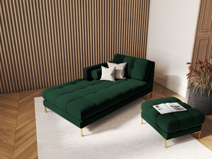 Cosmopolitan Design - Chaise longue sinistra "Bali" in velluto verde bottiglia 