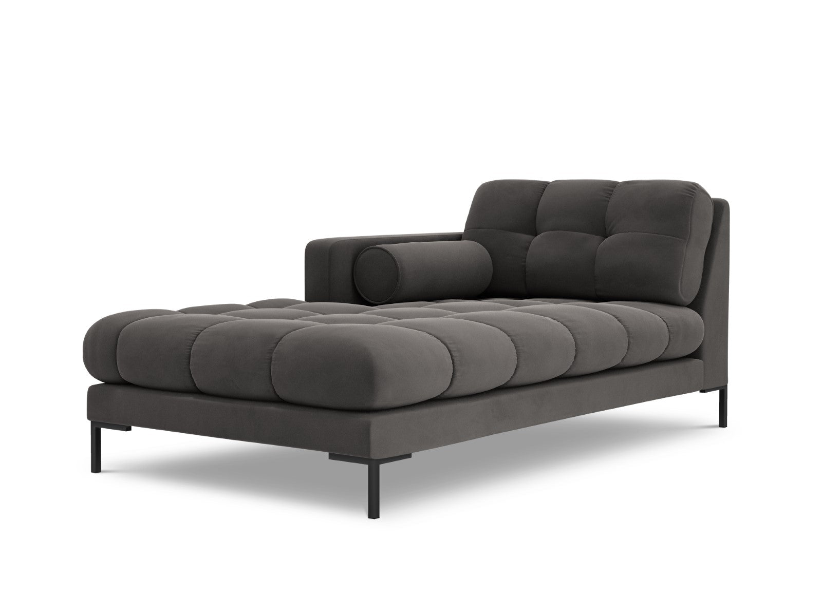 Cosmopolitan Design - Chaise longue sinistra "Bali" in velluto grigio scuro 