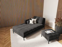 Cosmopolitan Design - Chaise longue sinistra "Bali" in velluto grigio scuro 