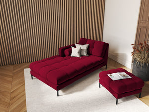 Cosmopolitan Design - Chaise longue sinistra "Bali" in velluto rosso 