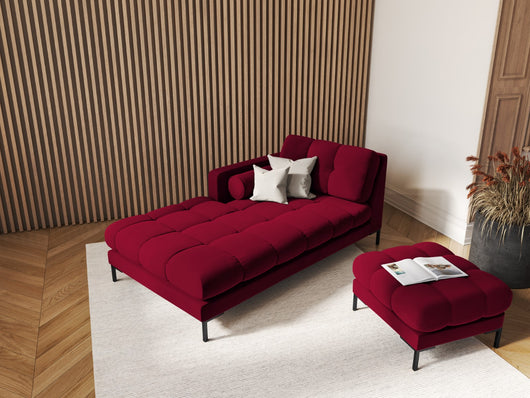 Cosmopolitan Design - Chaise longue sinistra "Bali" in velluto rosso 
