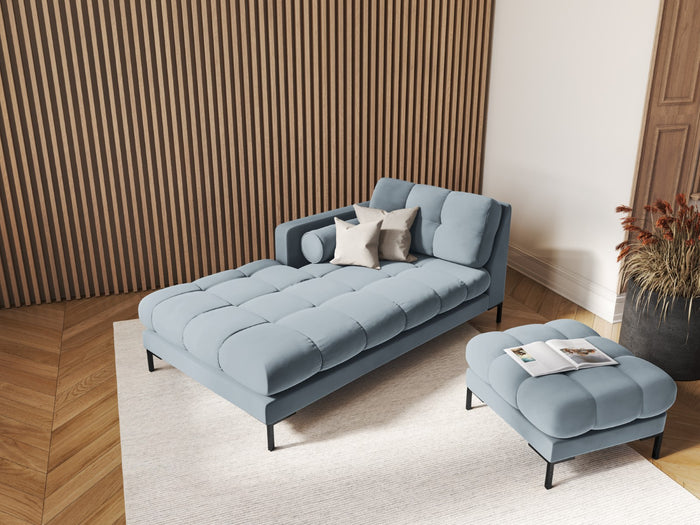 Cosmopolitan Design - Chaise longue sinistra "Bali" in velluto azzurro 