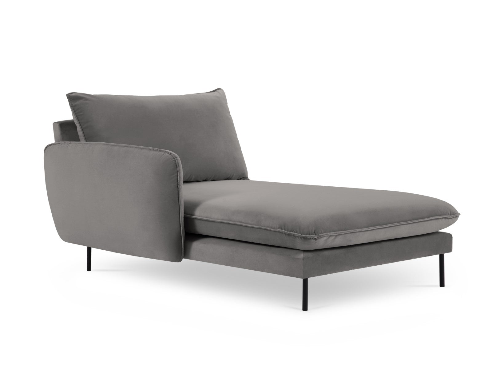 Cosmopolitan Design - Chaise longue sinistra "Vienna" in velluto grigio chiaro 