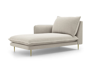 Cosmopolitan Design - Chaise longue sinistra "Vienna" in tessuto strutturato beige chiaro 