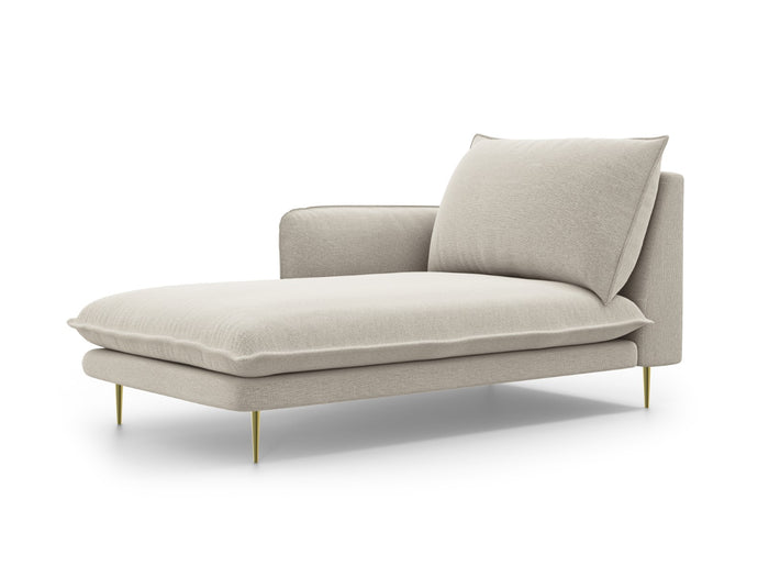 Cosmopolitan Design - Chaise longue sinistra "Vienna" in tessuto strutturato beige chiaro 