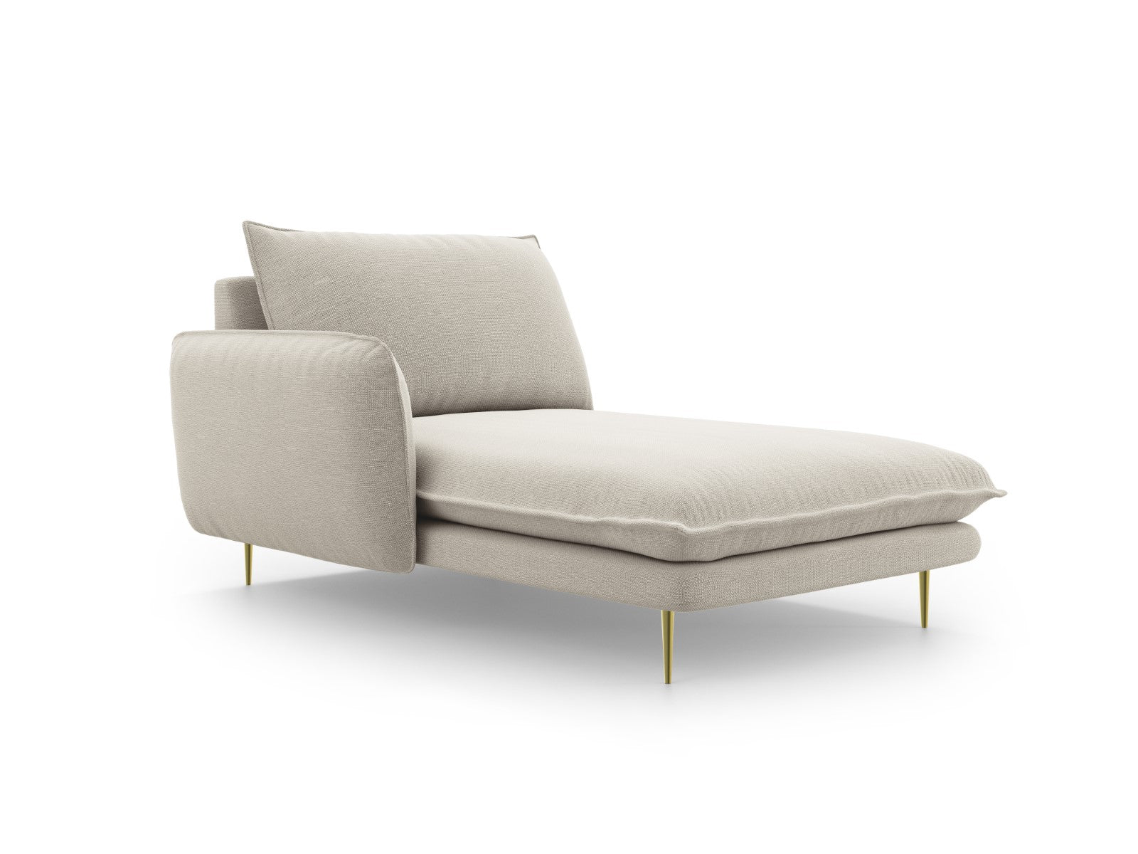 Cosmopolitan Design - Chaise longue sinistra "Vienna" in tessuto strutturato beige chiaro 