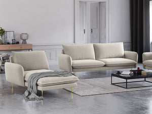 Cosmopolitan Design - Chaise longue sinistra "Vienna" in tessuto strutturato beige chiaro 