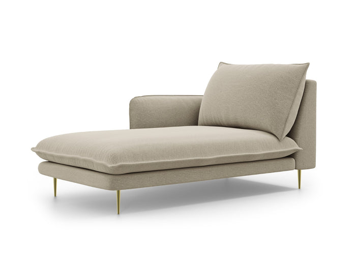 Cosmopolitan Design - Chaise longue sinistra "Vienna" in tessuto strutturato beige 