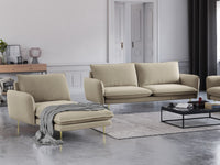 Cosmopolitan Design - Chaise longue sinistra "Vienna" in tessuto strutturato beige 