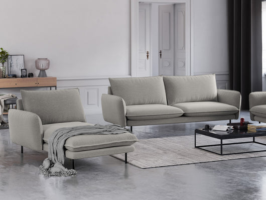 Cosmopolitan Design - Chaise longue sinistra "Vienna" in tessuto strutturato grigio chiaro 