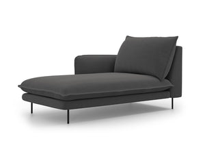 Cosmopolitan Design - Chaise longue sinistra "Vienna" in tessuto strutturato grigio scuro 