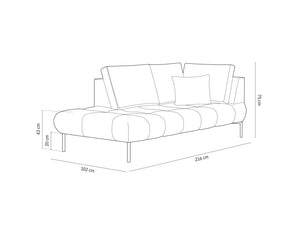 Cosmopolitan Design - Chaise longue sinistra "Hastings" 2 posti in velluto giallo 