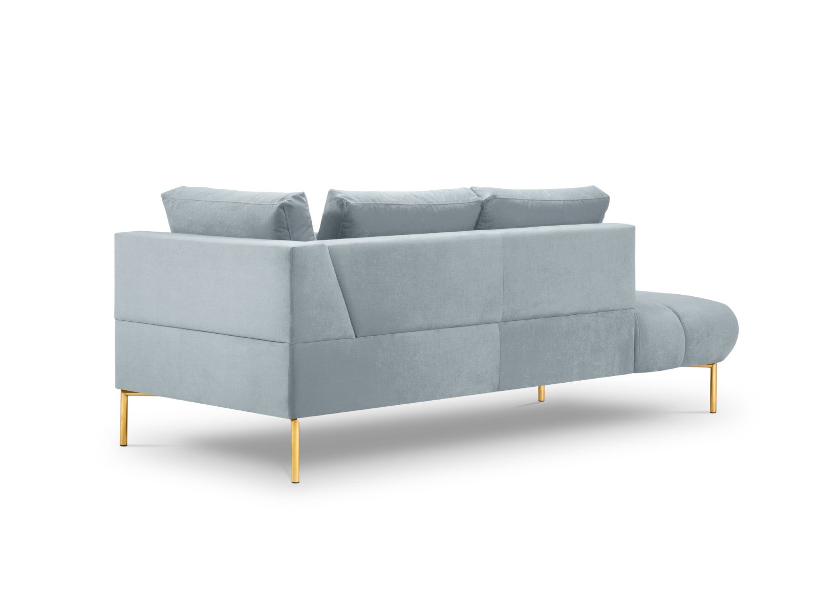 Cosmopolitan Design - Chaise longue sinistra "Hastings" 2 posti in velluto azzurro 
