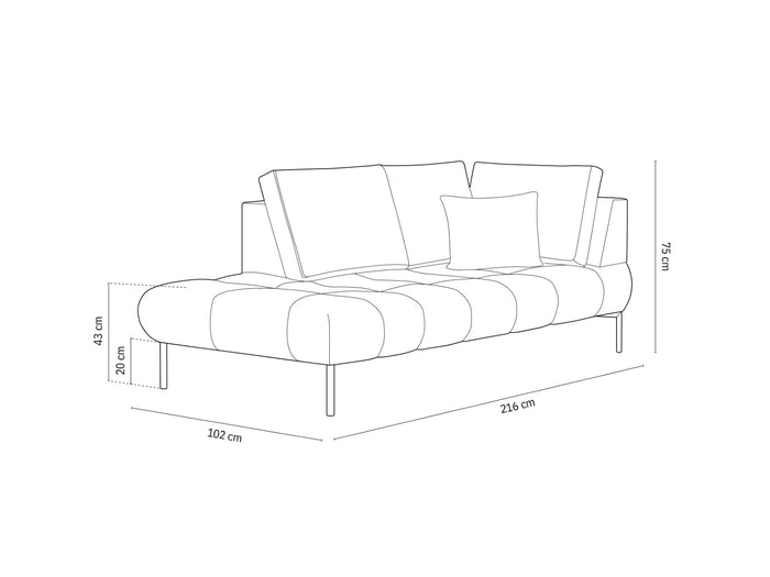 Cosmopolitan Design - Chaise longue sinistra "Hastings" 2 posti in velluto azzurro 