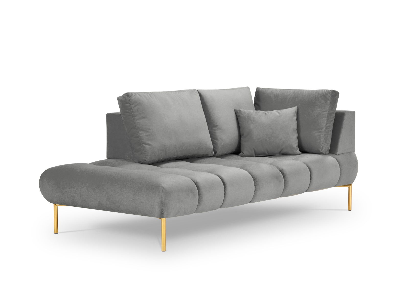 Cosmopolitan Design - Chaise longue sinistra "Hastings" 2 posti in velluto grigio 