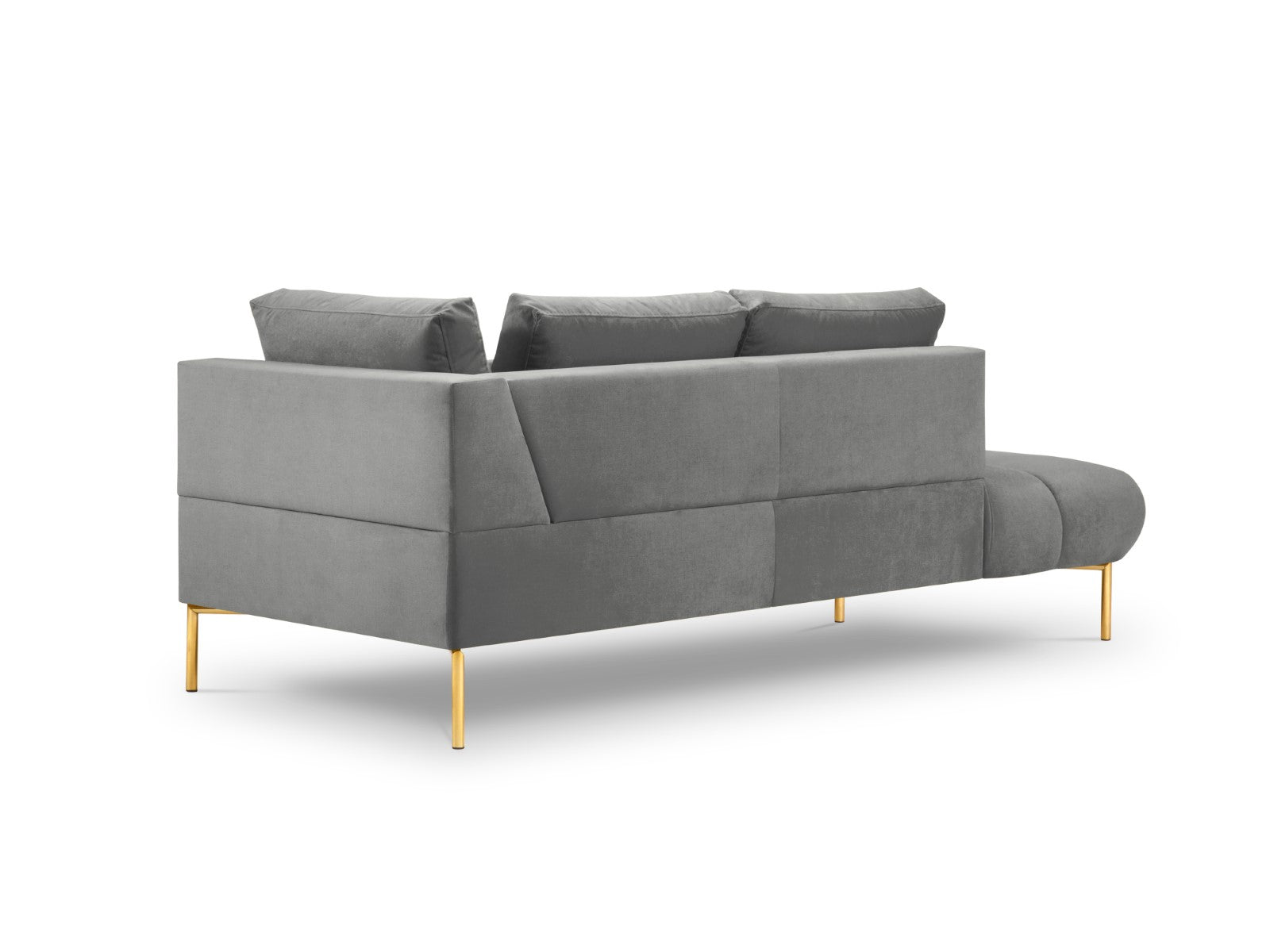 Cosmopolitan Design - Chaise longue sinistra "Hastings" 2 posti in velluto grigio 