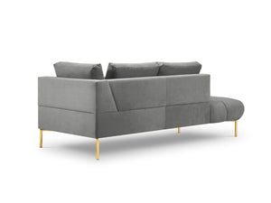 Cosmopolitan Design - Chaise longue sinistra "Hastings" 2 posti in velluto grigio 