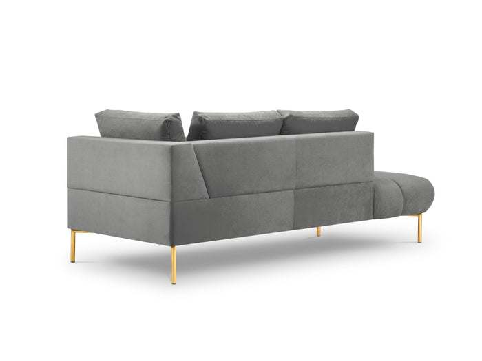 Cosmopolitan Design - Chaise longue sinistra "Hastings" 2 posti in velluto grigio 
