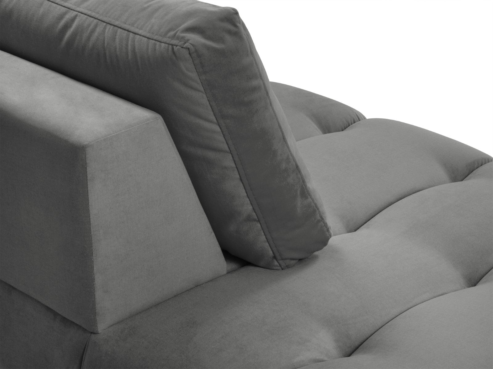 Cosmopolitan Design - Chaise longue sinistra "Hastings" 2 posti in velluto grigio 