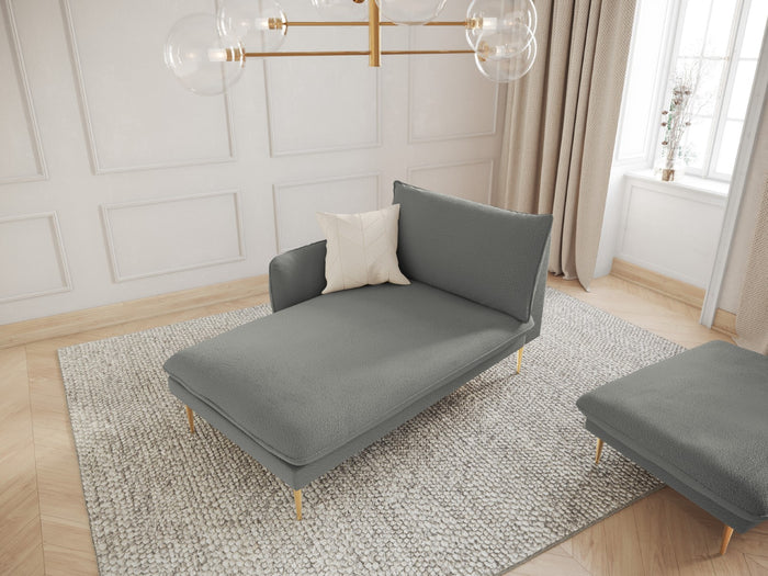 Cosmopolitan Design - Chaise longue sinistra "Vienna" in bouclé grigio 