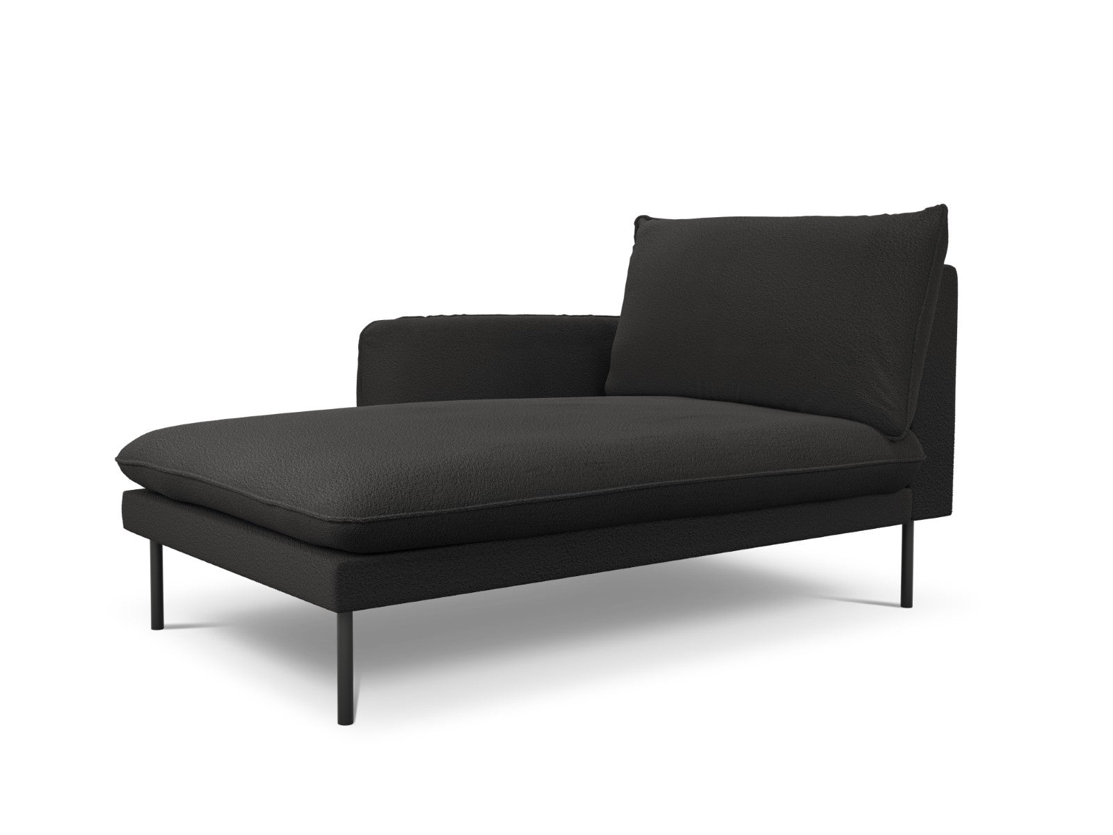 Cosmopolitan Design - Chaise longue sinistra "Vienna" in bouclé nero 