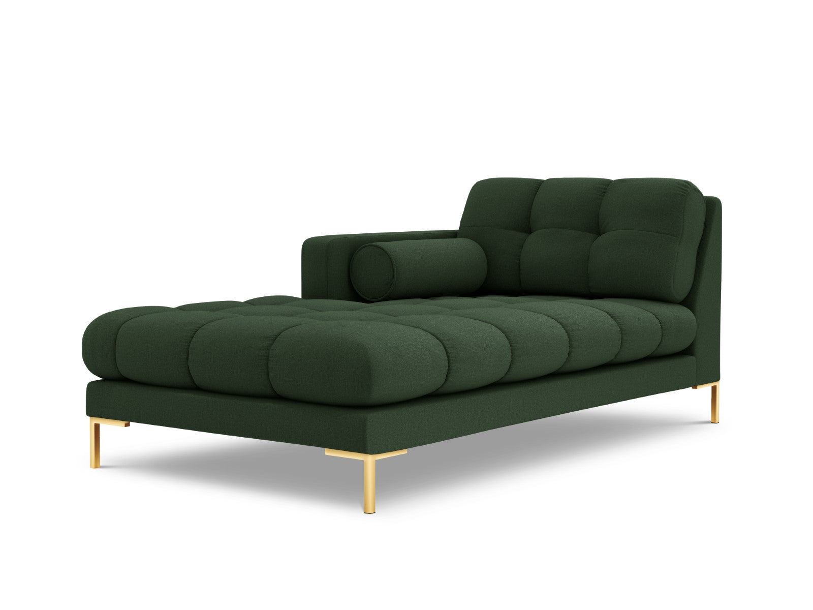Cosmopolitan Design - Chaise longue sinistra "Bali" in tessuto strutturato verde scuro 