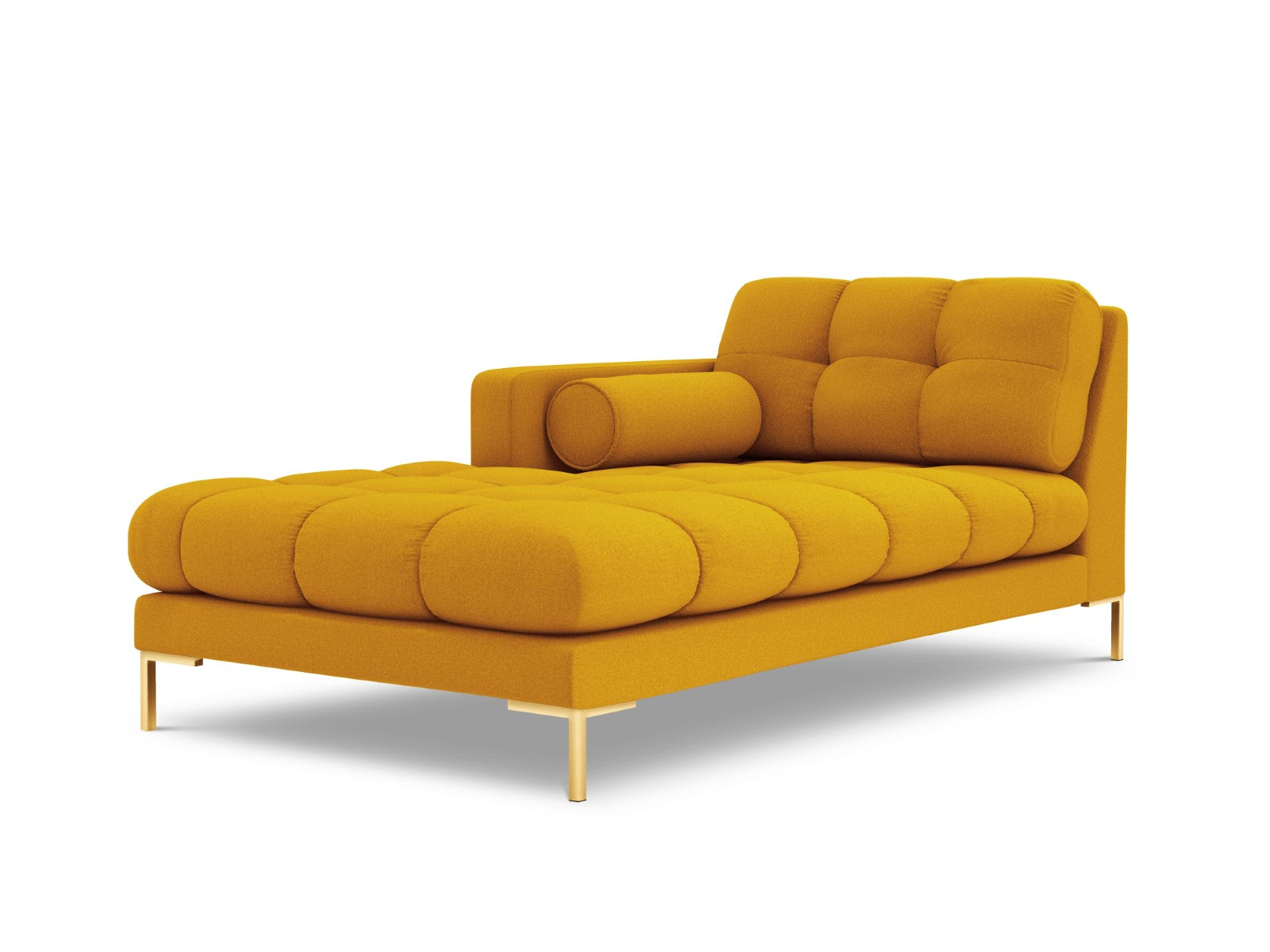 Cosmopolitan Design - Chaise longue sinistra "Bali" in tessuto strutturato giallo 