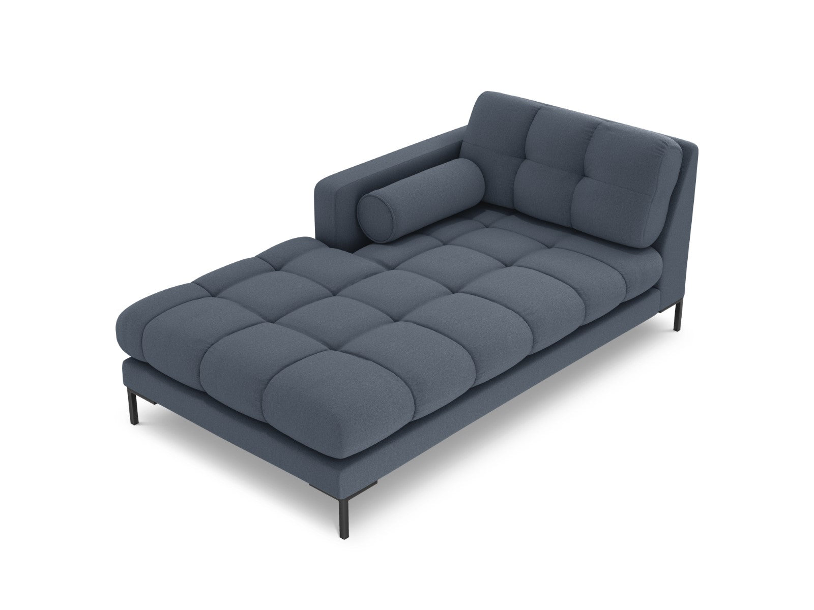 Cosmopolitan Design - Chaise longue sinistra "Bali" in tessuto strutturato blu scuro 