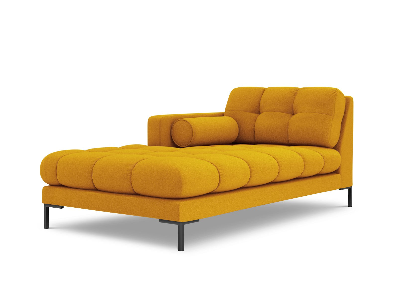 Cosmopolitan Design - Chaise longue sinistra "Bali" in tessuto strutturato giallo 