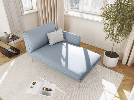 Cosmopolitan Design - Chaise longue destra "Vienna" in velluto azzurro 