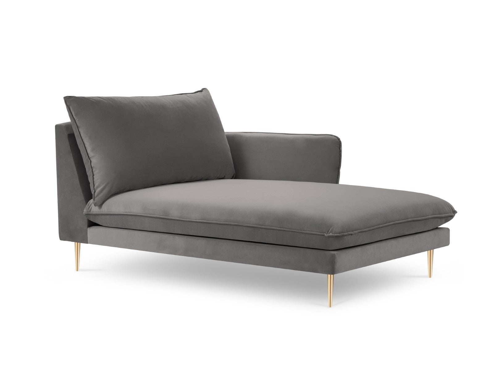 Cosmopolitan Design - Chaise longue destra "Vienna" in velluto grigio chiaro 