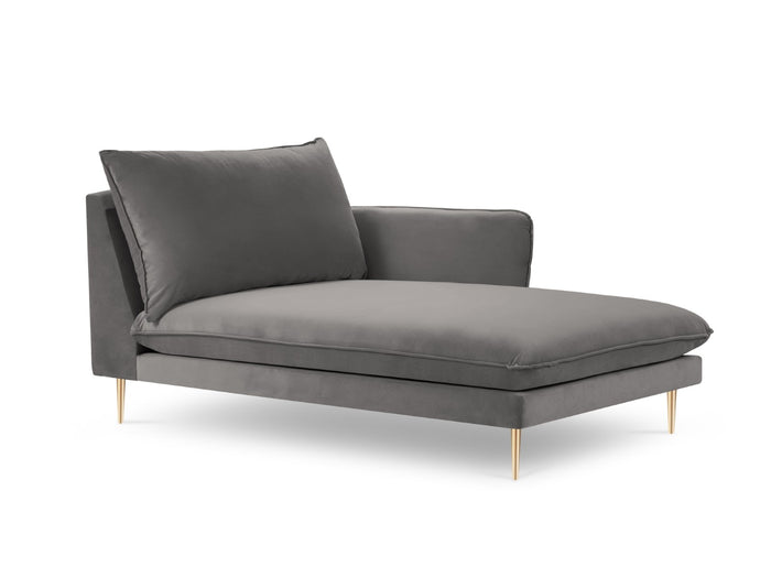 Cosmopolitan Design - Chaise longue destra "Vienna" in velluto grigio chiaro 