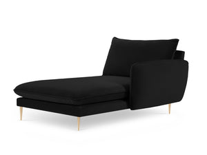 Cosmopolitan Design - Chaise longue destra "Vienna" in velluto nero 