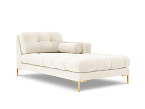 Cosmopolitan Design - Chaise longue destra "Bali" in velluto beige chiaro 
