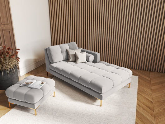 Cosmopolitan Design - Chaise longue destra "Bali" in velluto argento 
