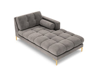 Cosmopolitan Design - Chaise longue destra "Bali" in velluto grigio chiaro 