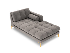 Cosmopolitan Design - Chaise longue destra "Bali" in velluto grigio chiaro 