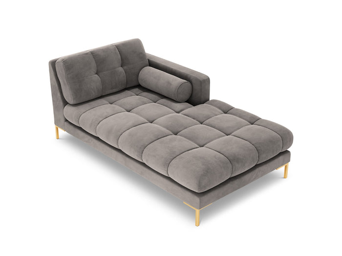 Cosmopolitan Design - Chaise longue destra "Bali" in velluto grigio chiaro 
